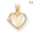 14k Two-Tone Initial V in Heart Charm