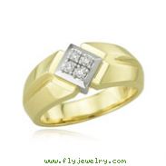 14K Two-Tone Men's Slanted Square Diamond Ring