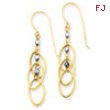 14k Two-tone Oval & Bead Dangle Earrings