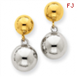 14k Two-tone Polished Ball Dangle Post Earrings