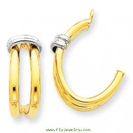 14k Two-tone Polished Double J-Hoop Earring Jackets