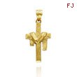 14K Two-Tone Satin Cross with Draped Shroud Pendant