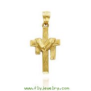 14K Two-Tone Satin Cross with Draped Shroud Pendant