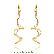 14K Two-Tone Spiral Dangle Earrings