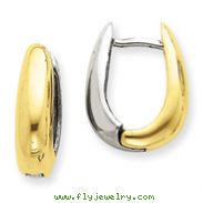 14K Two-Tone U Shaped Hinged Hoop Earrings