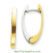 14K Two-Tone V Shaped Hinged Hoop Earrings