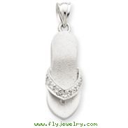 14K White  Gold  Diamond Sandal Pendant