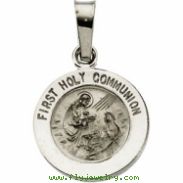 14K White 12.00 MM FIRST COMMUNION MEDAL First Communion Medal