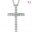 14K White 1/3 CTW Petite Diamond Cross W/chain