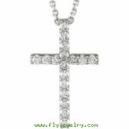 14K White 1/3 CTW Petite Diamond Cross W/chain