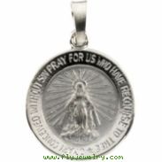 14K White 14.75 Rd Miraculous Pendant Medal