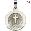 14K White 15.00 MM Confirmation Medal W/cross