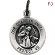 14K White 15.00 MM Guardian Angel Medal