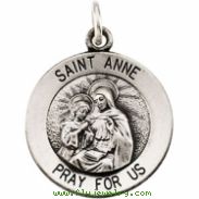 14K White 15.00 MM ST. ANNE MEDAL St. Anne Medal