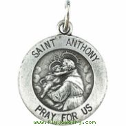 14K White 15.00 MM ST. ANTHONY MEDAL St. Anthony Medal