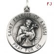 14K White 15.00 MM ST. FRANCIS OF ASSISI MEDAL St. Francis Of Assisi Medal