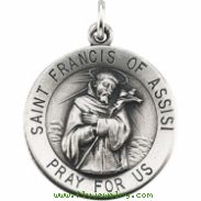 14K White 15.00 MM ST. FRANCIS OF ASSISI MEDAL St. Francis Of Assisi Medal