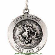 14K White 15.00 MM ST.GEORGE MEDAL St.george Medal