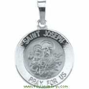 14K White 15.00 MM ST.JOSEPH MEDAL St.joseph Medal