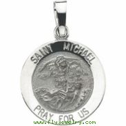 14K White 15.00 MM ST.MICHAEL MEDAL St.michael Medal