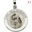 14K White 18.00 MM FIRST COMMUNION MEDAL First Communion Medal