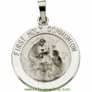 14K White 18.00 MM FIRST COMMUNION MEDAL First Communion Medal