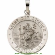 14K White 18.00 MM St. Christopher Medal