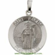 14K White 18.00 MM ST. PATRICK MEDAL St. Patrick Medal