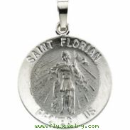 14K White 18.00 MM St.florian Medal