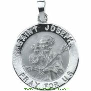 14K White 18.00 MM ST.JOSEPH MEDAL St. Joseph Medal