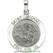 14K White 18.00 MM ST.MICHAEL MEDAL St.michael Medal