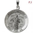 14K White 18.25 Rd St. Jude Pendant Medal