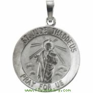 14K White 18.25 Rd St. Jude Pendant Medal