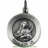 14K White 18.25 Rd St.lucy Pendant Medal