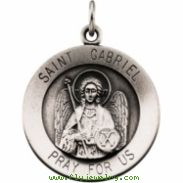 14K White 18.50 Rd St.gabriel Pendant Medal