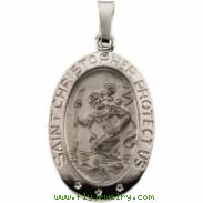 14K White 19.00X14.00 MM St. Christopher Medal