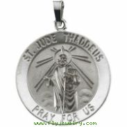 14K White 22.00 MM St. Jude Thaddeus Medal