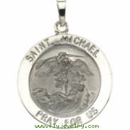 14K White 22.00 MM St.michael Medal