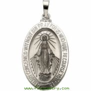 14K White 23.00X16.00 MM Miraculous Medal