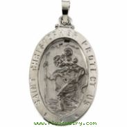 14K White 24.00X18.00 MM St. Christopher Medal