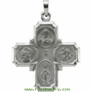 14K White 25.00X24.00 MM 4-way Cross Medal