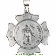 14K White 25.25X25.25 St Florian Pend Medal Shield
