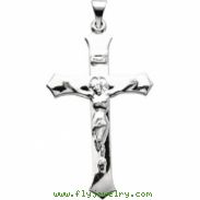 14K White 39.00X25.50 MM Crucifix Pendant