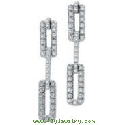 14K White Gold 1.0ct Diamond Double Rectangular Bar Dangle Earrings