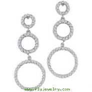 14K White Gold 1.19ct Diamond Graduated Circle Earrings