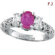 14K White Gold 1.1ct Pink Sapphire .55ct Diamond Antique-Style 3-Tier Engagement Ring