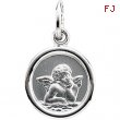 14K White Gold 12.00 Round Angel Pendant Medal