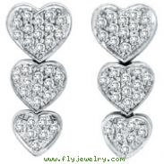 14K White Gold 1.27ct Diamond Triple Graduated Heart Earrings