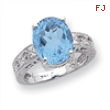 14k White Gold 12x10mm Oval Blue Topaz A Diamond ring