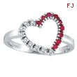 14K White Gold .13ct Diamond & .14ct Pink Sapphire Heart Ring